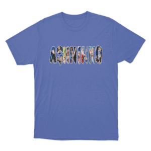 Collage Letters T Shirt Blue