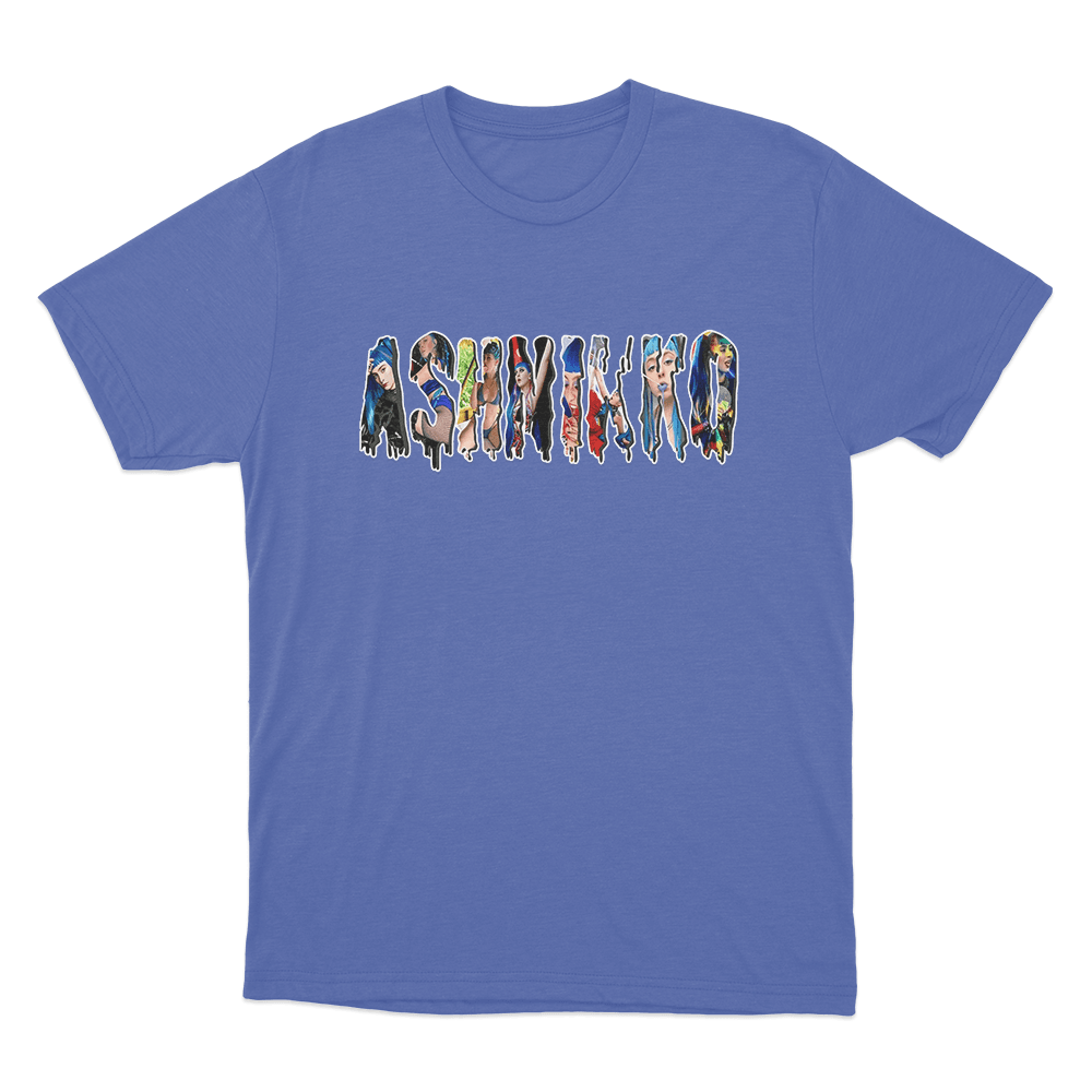 Collage Letters T Shirt Blue Collage Letters T Shirt Blue