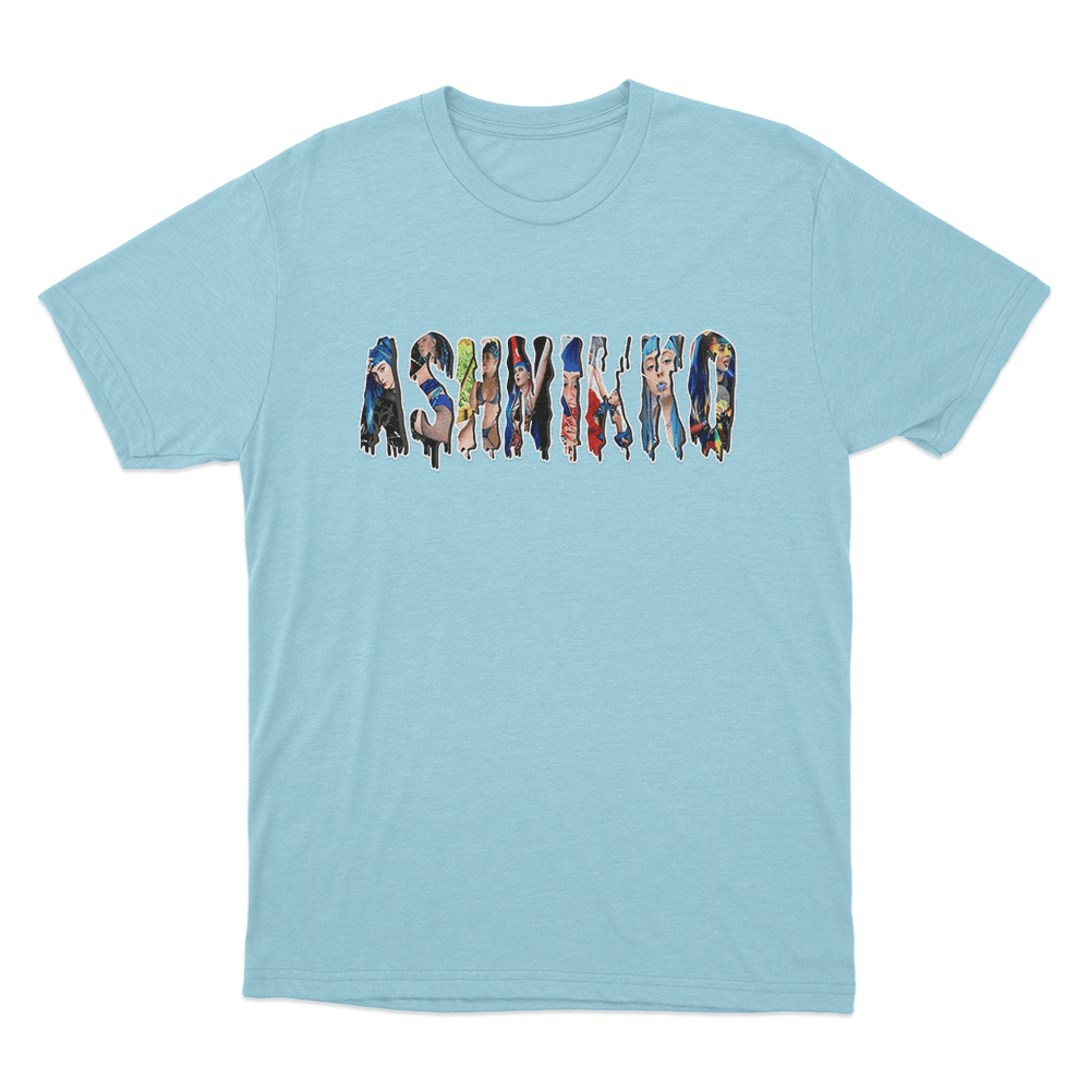 Collage Letters T Shirt Sky Blue Collage Letters T Shirt Sky Blue