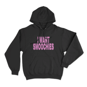 Pink Slogan Hoodie Black